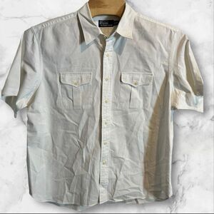 Polo Ralph Lauren Men's‎ Short Sleeve White Naval Tailored Two Pocket Button Up